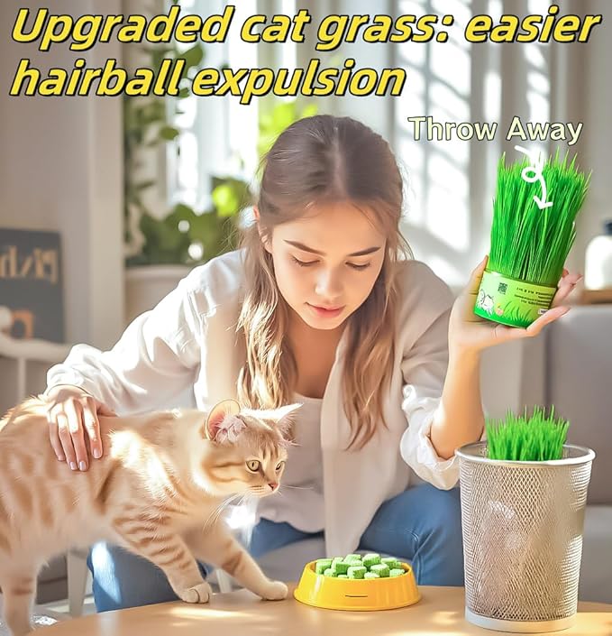 120g/4.23oz Cat Toy Cats Grass Treats, Fish Oil Kitten Grass Catnip Stick for Hairball Removal Teeth Cleaning Cats Edible Freeze Dried Kitty Lickable Chew Dental Snack for Indoor Kitty Food