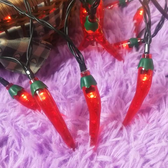 100 LED Chili Shape Fairy String Lights, Solar Operated, Red, 10m Length, Outdoor Use, Wedding, Christmas Decoration