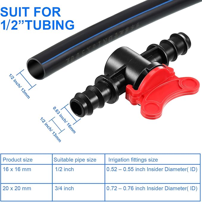 Drip Irrigation Switch Valve Gate Valves for 1/2 Inch Double Male Barbed Valve (8)