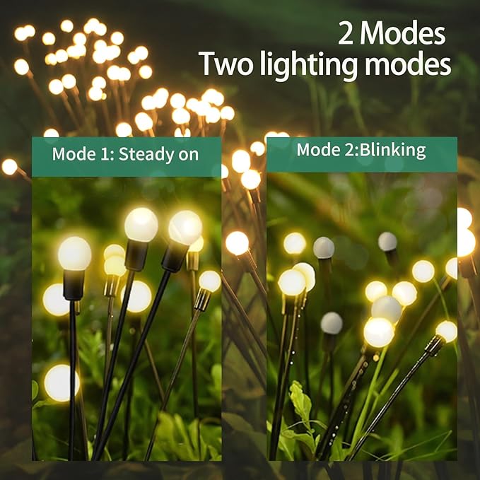 Solar Garden Lights,Solar Lights Outdoor Waterproof,Outdoor Decor 2 Pack 20 LED Lights,Outdoor Solar Lights for Yard Patio Garden Decor, Solar Lights for Outside Garden(Warm White) (2 pack-20 Leds)