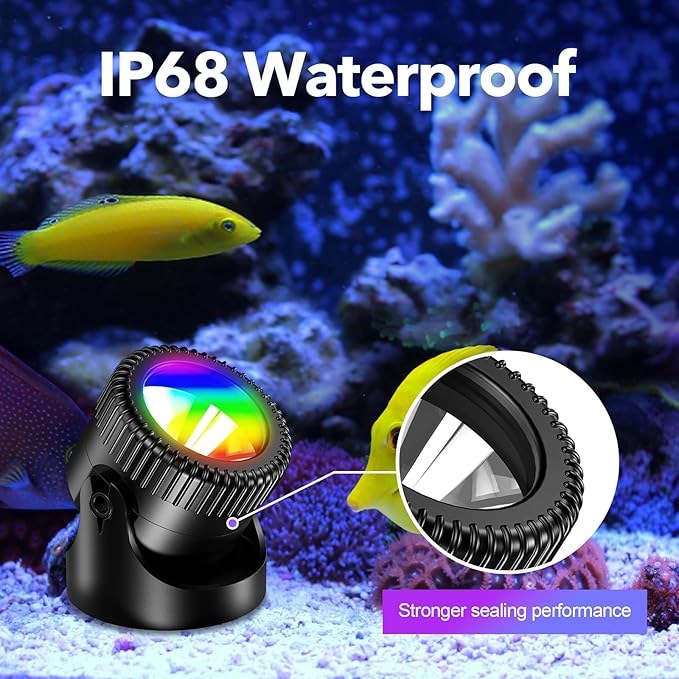 POPOSOAP Solar Pond Lights, RGB LED Pond Lights Waterproof IP68, 2200mAh Battery Underwater Solar Light with Two Modes Options for Pond Fountain Pool Garden Decoration(3 Headlamp)