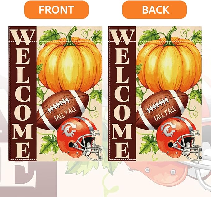 Fall Garden Flag Autumn Pumpkin Garden Flag 12x18 inch Double Sided Welcome Fall Y'all Pumpkin Yard Flags for Outside Front Door Home Porch (Flay 1801)