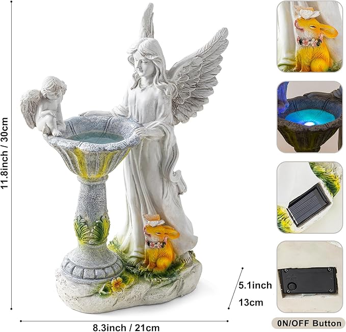 Solar Garden Statues-Angel Outdoor Statues with Color Changing Lights,Garden Sculptures & Statues,Resin Garden Statues Outdoor Clearance for Garden Decor