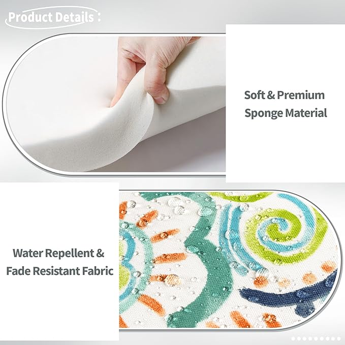 Indoor/Outdoor Chair Cushions 16x17 Inch, Patio Chair Cushions with Ties, All Weather Seat Cushions for Patio Furniture Home Garden Chair Use, Set of 4, Flower Blue