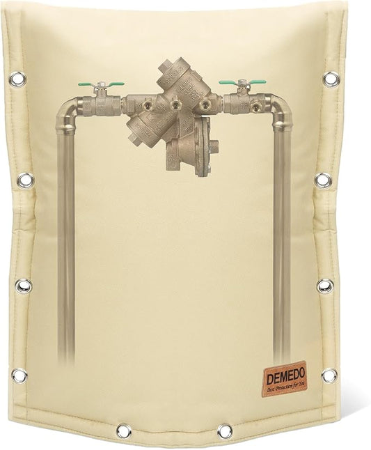 Side Opening Backflow Preventer Cover, Pipe Insulation Cover for Irrigation Valve, Sprinkler Valve, Outdoor Water Pipe, Winter Freeze Protection & UV Resistance Backflow Cover, 16" W x 20" H, Beige