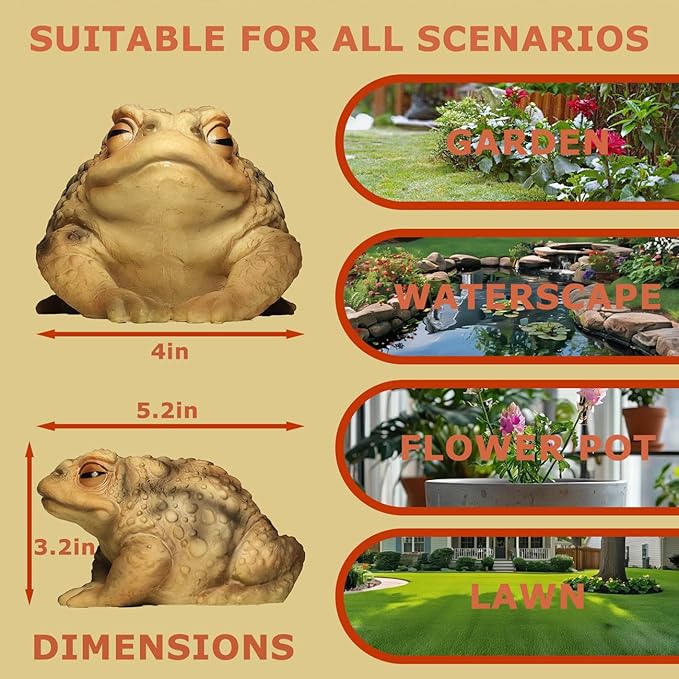 Sunthus Frog Toad Sculptures Garden Statues Yard Art Resin Decorations Outdoor Garden Decor