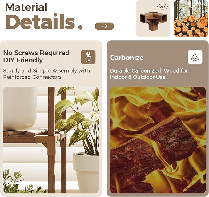 Bamworld Plant Stand Indoor Corner Plant Shelf Wood Plant Holder for Multiple Plants Tall Flower Stands Plants Table Rack Garden Patio Lawn Window 03H