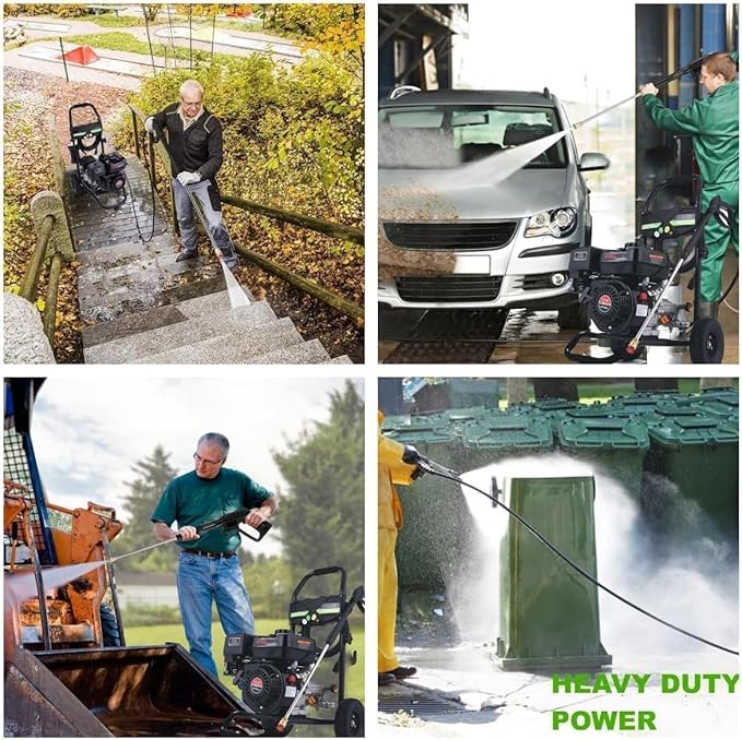 Commercial 4200PSI 4GPM 212CC Gas Pressure Washer, 7.0 HP Professional Gas Power Washer with 5 Nozzles 25FT Hose Foam Bottle for Car Fence Driveway Yard (EPA/CARB/ETL Compliant), Black