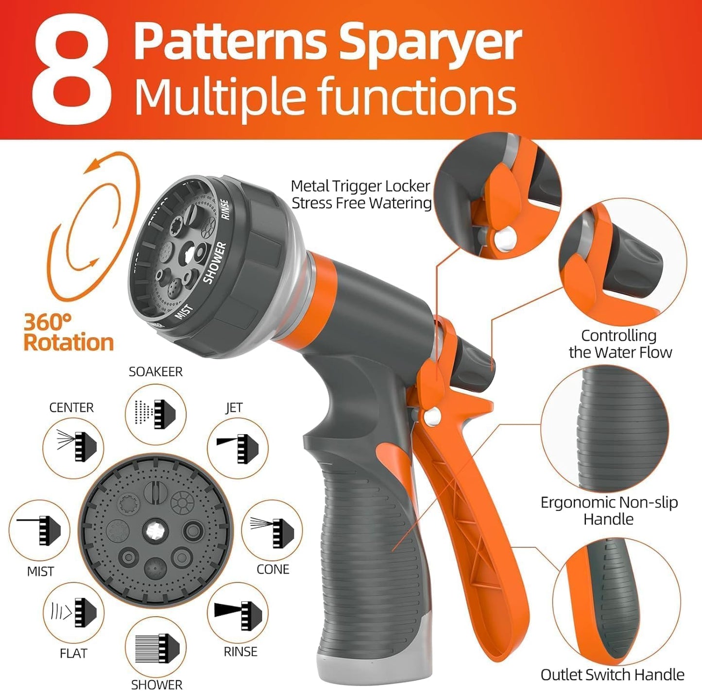 Garden Water Hose 75 ft x 3/4 in Heavy Duty, Flexible and Lightweight, Burst 600 psi, Kink-less Hybrid Rubber Pipe for Backyard, 3/4'' Brass Fittings, Black