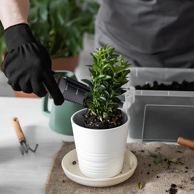 Hori Hori Garden Knife, Garden Tools with Sheath, 6" Stainless Steel Blade with Cutting Edge, Full-Tang Walnut Ergonomic Wood Handle with Hanging Hole, Weeding, Planting, Digging…