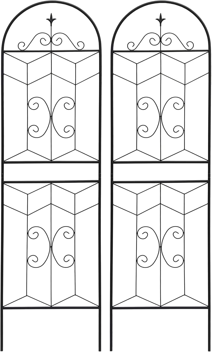 Metal Garden Trellis Rustproof Trellis for Climbing Plants Outdoor Flower Support (Black-4 Pack, 71"x19.7")