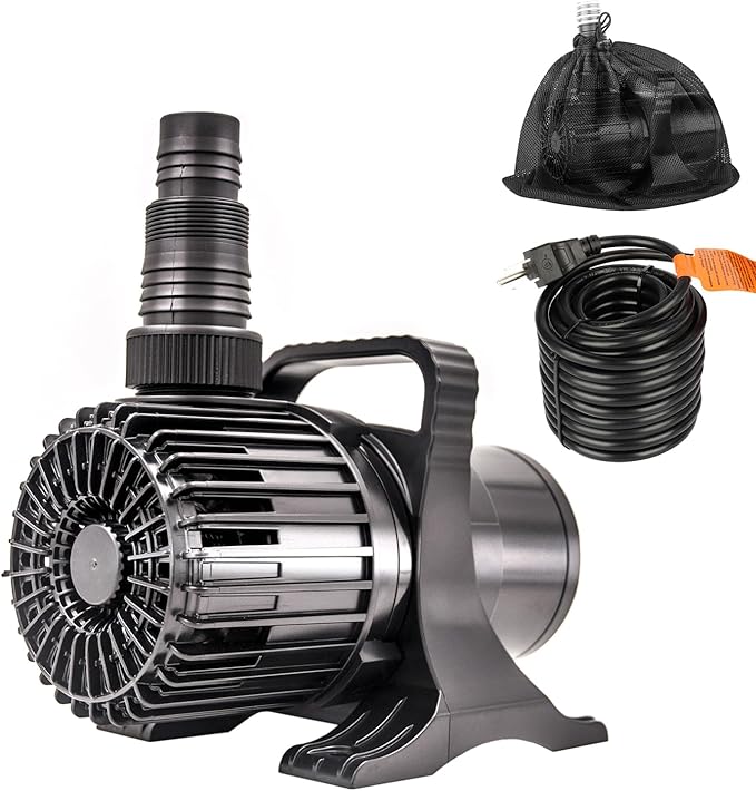 Outdoor Large 6900gph-320W 32.8FT Pond Water-fall & Kio Fish Fountain-s & Garden Pump Submersible IPX8: Long 32.8FT Cord Smart-er & Quieter Duck & Yard&Patio Ponds Pumps, 1 Barrier Pump Bag