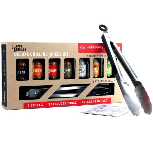 Deluxe Grilling Gift for Men - BBQ Accessories - Gourmet Spice Blends & Seasonings, Tongs, BBQ Magnet, Meat Rubs, Unique Gift for Dad, Son, Brother, Father in Law, Cooking Chefs, Guys, 17 Piece Set