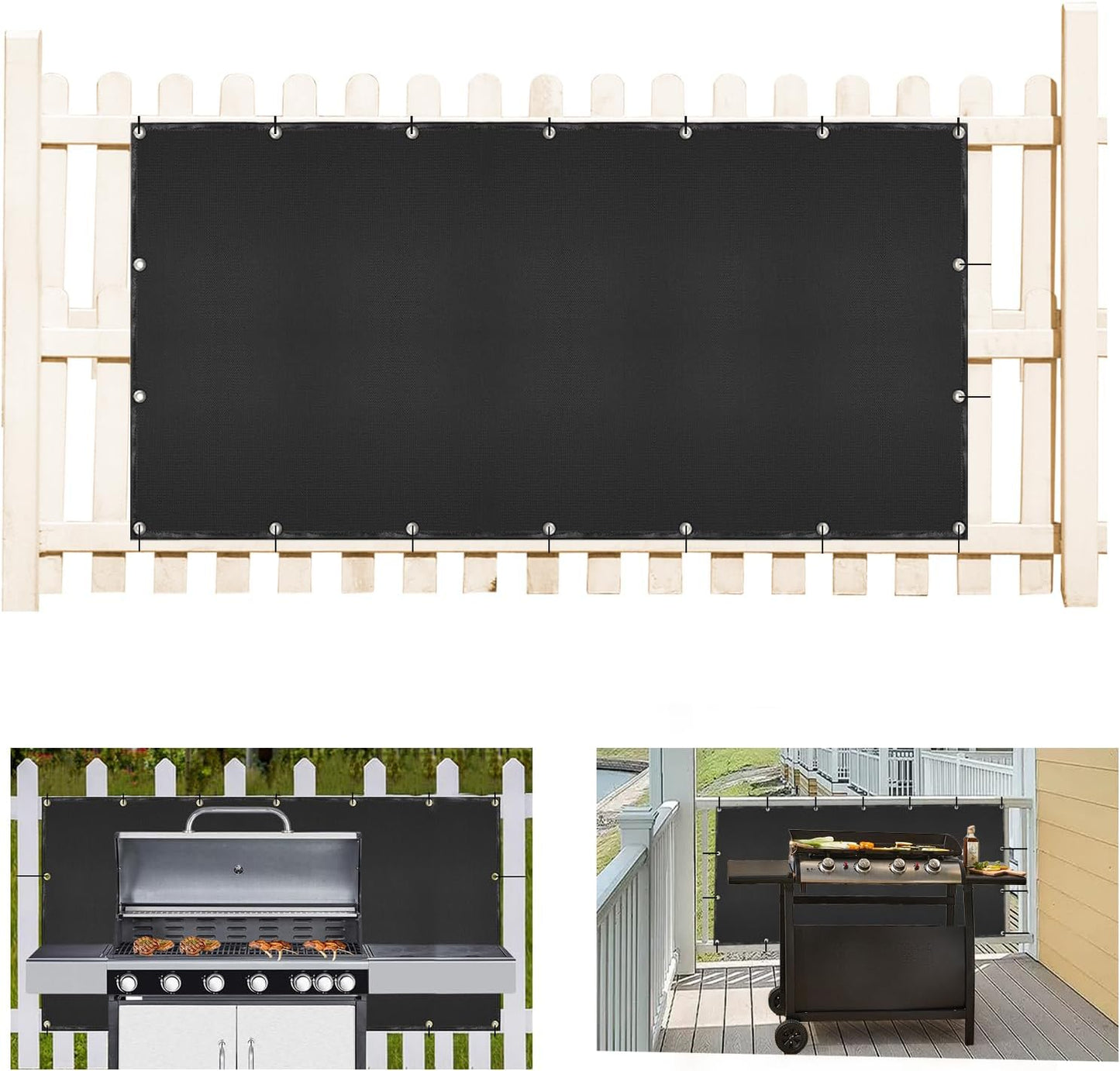 Grill Heat Shield and Deck Protector Mat, Fireproof BBQ Backing Screen for Fence and Railing Heavy Duty Black 3'x6'