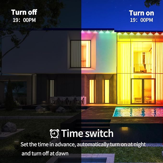 Permanent Outdoor Lights,50ft RGB Eave with App Control Remote,IP67 Waterproof LED Lights,Music Sync Outside Light for House,Halloween,Roof,Garden,Christmas Decorations