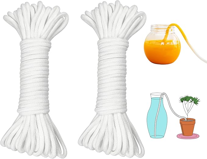 ORIMERC 200 feet 1/5 inch Self Watering Capillary Wick Cord Vacation Plant Sitter DIY Hydroponic Wicking Rope Seeds Start Planter Pot Automatic Potted Flower Passive Lazy Waterer String System Device