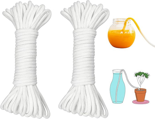 ORIMERC 200 feet 1/5 inch Self Watering Capillary Wick Cord Vacation Plant Sitter DIY Hydroponic Wicking Rope Seeds Start Planter Pot Automatic Potted Flower Passive Lazy Waterer String System Device