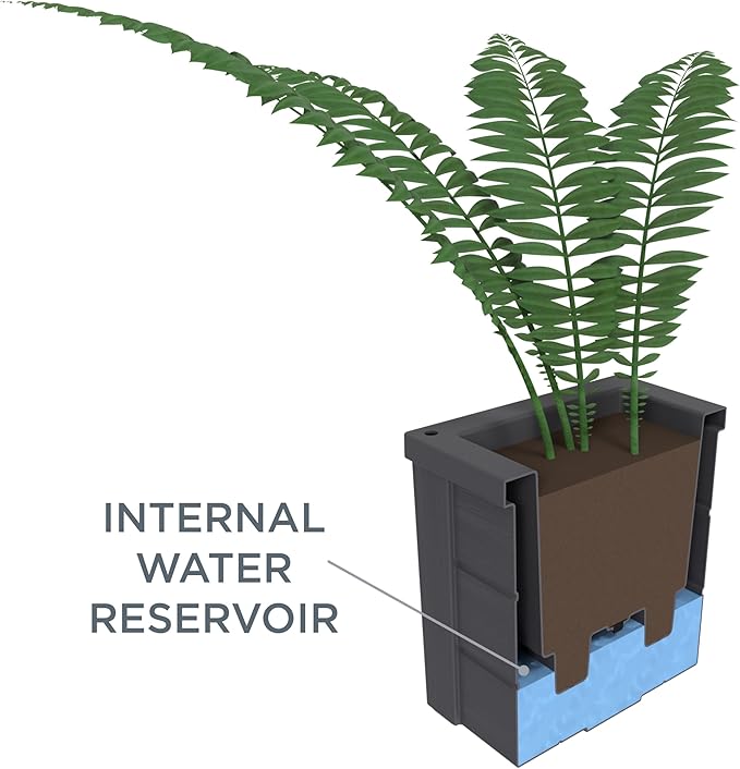 Step2 Lakewood Square Planter, Large Planters for Outdoor Plants, Gardening and Flower Pot for Patio or Porch, Efficient Drainage, Durable Plastic, Dark Cedar, 1-Pack