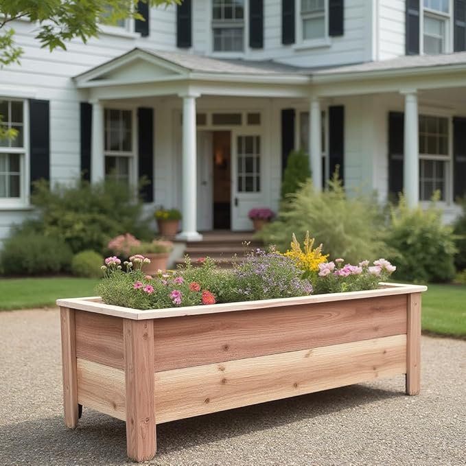 Handmade Custom Heavy Duty Rectangular Raised Cedar Wood Garden Planter Box – 46", 36", 24" – Indoor/Outdoor Farmhouse Style for Flowers & Vegetables – Made in USA (36" L x 15.5" W x 16.5" H)
