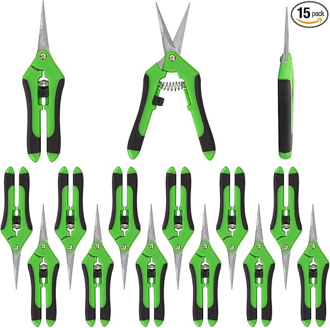 15 Pack 6.5 Inch Green Garden Pruning Scissors, Stainless Steel Blades Hand Pruner, Sharp Point Gardening Shears Cutter, A Must-have Gardening Pruning Shear, Supplies & Accessories