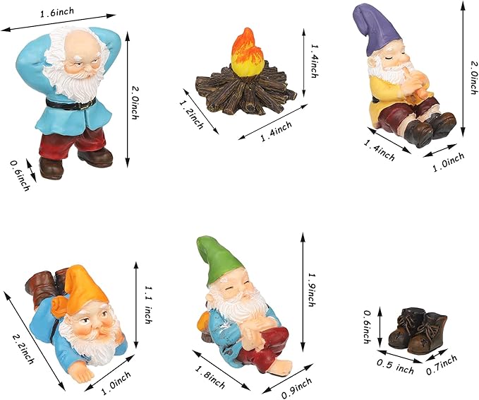 Jetec Gnomes Fairy Resin Statues Miniature Garden Accessories Mini Dwarf Figurine Fairy Miniature Ornament DIY Kit Micro Landscape Ornaments for Outdoor Indoor Patio Yard Lawn Garden (Fire Gnomes)