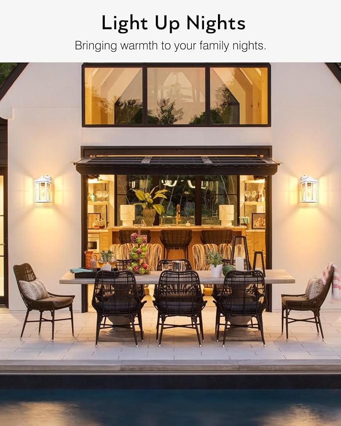 White Outdoor Light Fixture, 2 Pack Dusk to Dawn Exterior Lighting Fixtures, Anti-Rust Porch Lights, Dusk to Dawn Outdoor Lighting for House, Garage, Garden, Entryway, Doorway