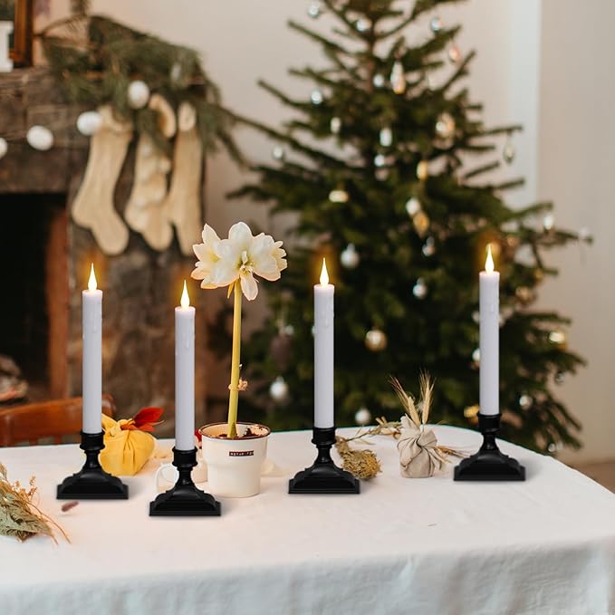 DRomance Flameless Window Candles with Remote Timer, 4 Pack White LED Flickering, Dripping Wax Effect, Suction Cups Included