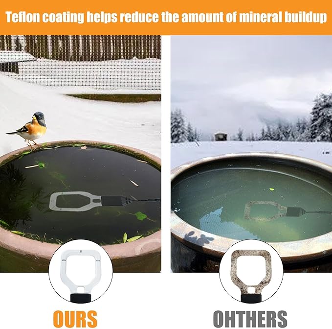 Kardeep 500W Bird Bath Heater, Cast Aluminum Submergible Stock Tank Heater De-icer Thermostatic Control Chicken Water Heater, Bird Bath Deicer for Winter Livestock