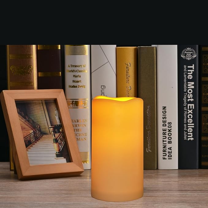 Flickering Flameless LED Candles with 10-Key Remote & Timer, Waterproof Outdoor Indoor f Battery Operated Candles for Home/Wedding/Festival Décor Set of 2 (D3 x H5.5) Ivory