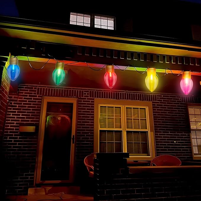Jumbo Christmas Lights 16FT C9 Outdoor Christmas Decorations Hanging Lights with 10 5'' LED Giant C9 Multicolor Bulbs, Connectable Vintage Christmas Lights for Holiday Home Tree Roof Yard Garden Lawn