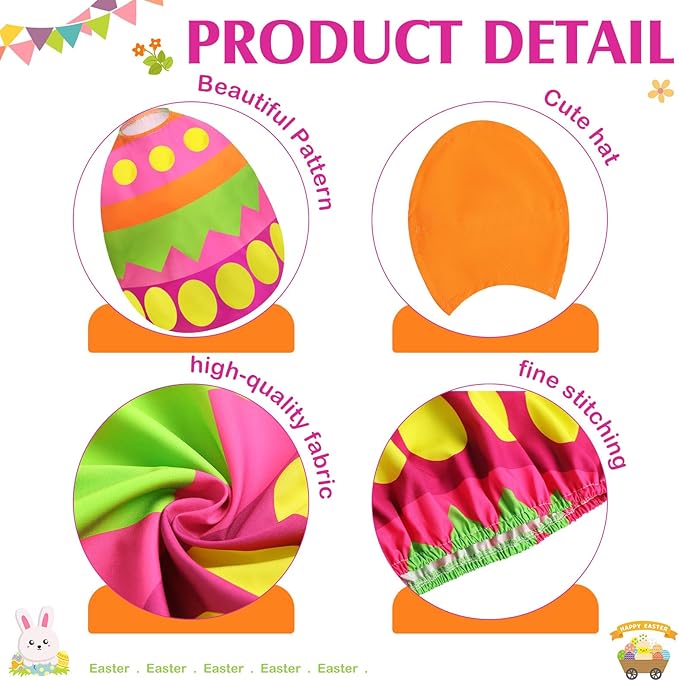 Easter Egg Goose Outfit Spring Lawn Porch Goose Clothes Easter Plastic Goose Costume for Cement Goose 23" Easter Party Outdoor Patio Yard Lawn Art Decoration