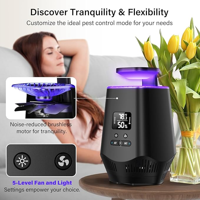 Fruit Fly Traps for Indoors, Gnat Traps for House Indoor Fly Trap Indoor, Effective Fruit Fly Traps Bug Zapper Indoor Mosquito Trap for House Plant Pest Control with 10PCS Refills