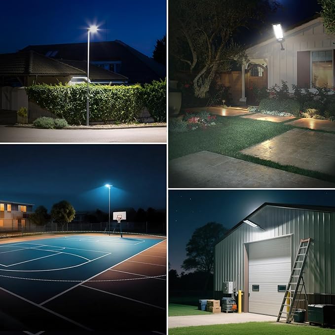 Solar Lights Outdoor Waterproof, 6500K 13000LM LED Dusk to Dawn Solar Street Light, Solar-Powered Flood Lights with Motion Sensor and Remote Control, Solares Parking Lot Light for Yard Walkway, 6-Pack