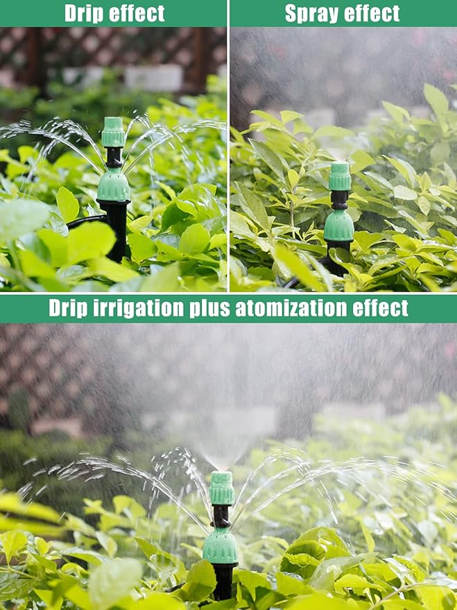 Kalolary 1/4 Inch Drip Irrigation Emitters, 20PCS Micro Spray Irrigation Drippers for 4/7mm Tube Adjustable 360 Degree Water Flow Sprinklers Garden Irrigation Sprayer for Potted Plants Watering System
