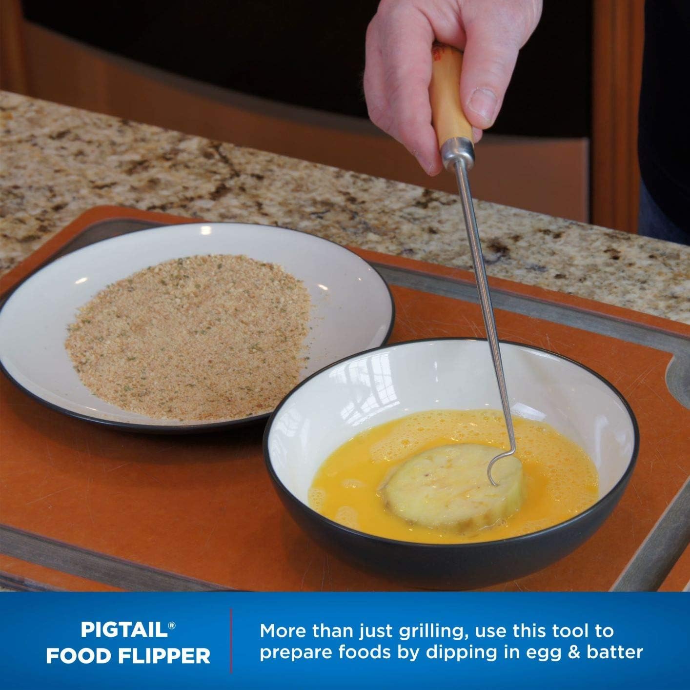 Jaccard Original Combo Pack with Wooden Gift Box, 12"/19", PigTail Food Flipper, Stainless Steel