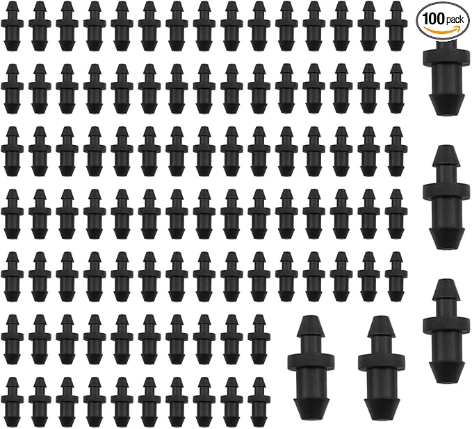 1/4 Inch Drip Irrigation Hole Plugs Drip Plug with Barbed End Closure for Home Garden Lawn Drip Irrigation System 100PCS