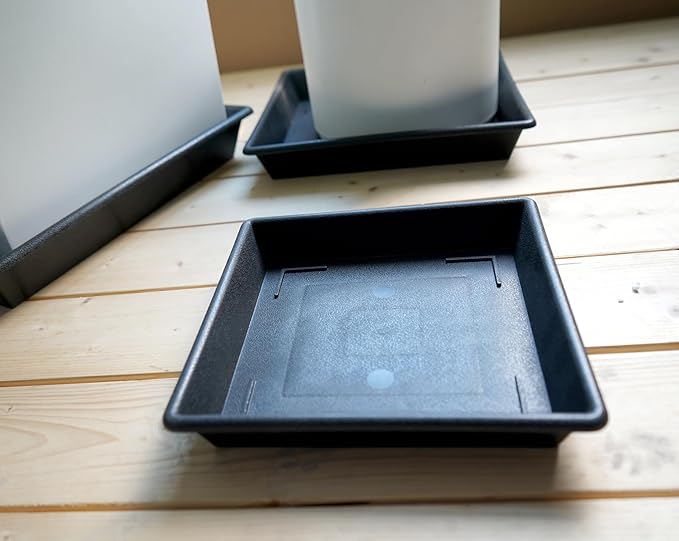 Square Plant Saucer 14 Inch 4 Pack, Plant Stand Plant Trays for Pots Heavy Duty Plastic Plant Saucers for Indoors Outdoors, Flower Pot No Holes Terracotta Plant Lover Gardening Gifts