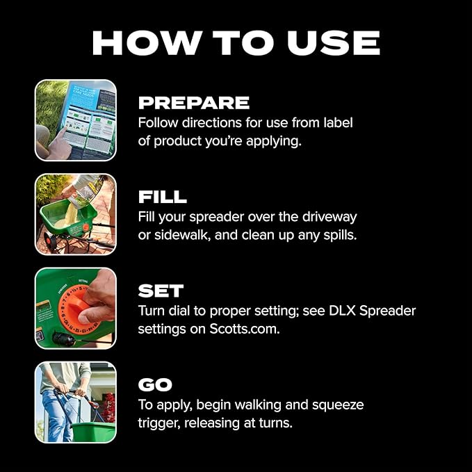 Scotts Turf Builder EdgeGuard DLX Broadcast Spreader for Seed, Fertilizer, Salt, Ice Melt, Holds up to 15,000 sq.ft. Product