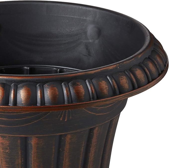 PL20CP Classic Traditional Plastic Urn Planter Indoor/Outdoor 10" x 12", Brushed Copper