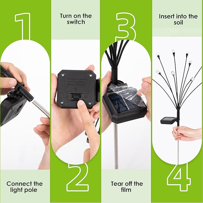 10 LED Solar Garden Lights, 6 Pack Solar Firefly Lights Outdoor Waterproof, Solar Crystal Ball Swaying Lights, Firefly Garden Lights Solar Outdoor (Warm White)