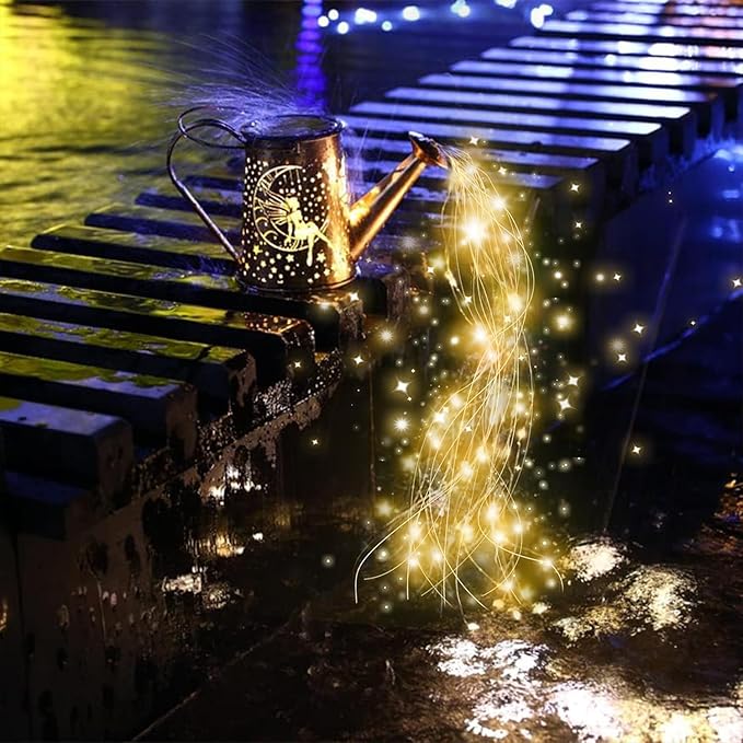 Big Solar Lanterns Outdoor Waterproof, Moon Fairy Watering Can Garden Decor,Hanging Solar Lights Yard Art, Outside Patio Decorations Gardening Birthday Gifts for Mom Grandma Women with Shepherd Hook