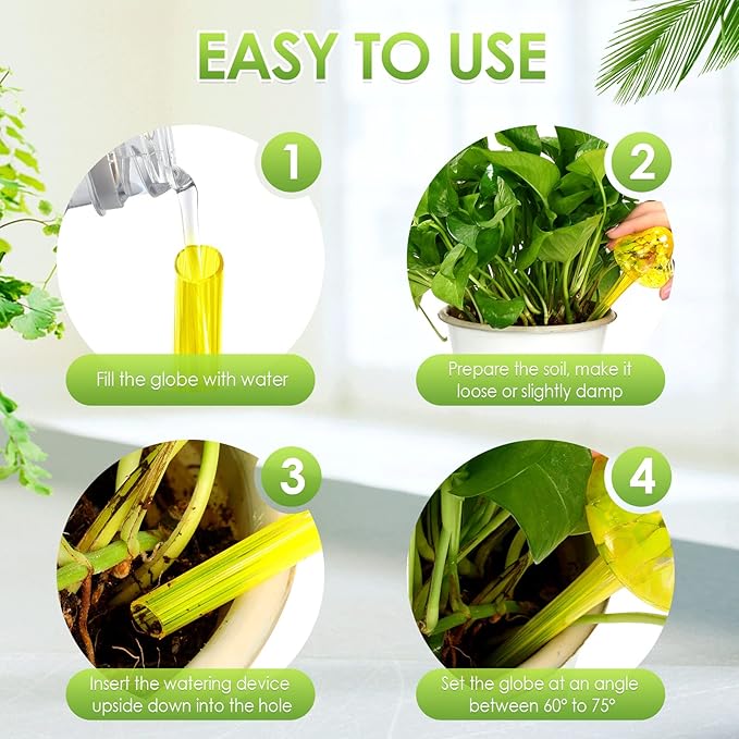 Meanplan 8 Pcs Watering Globe for Plant Self Watering Globes for Indoor Outdoor Plants Watering Devices Self Watering Spikes Mushroom Watering Bulbs Automatic Glass Plant Waterer for Plants