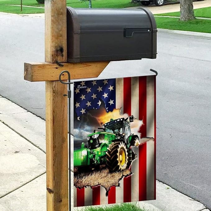 Flags-Tractor Farmer American Flag THB2370F1, Garden Flag (11.5" x 17.5")-USA House Garden Flags Premium Polyester-Decorative Outdoor Flags