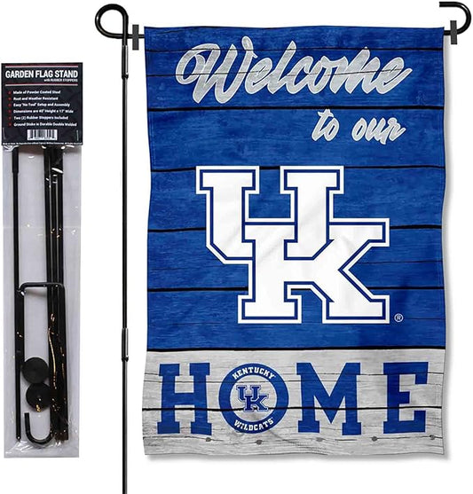 College Flags & Banners Co. Kentucky Wildcats Welcome to Our Home Garden Flag with Stand Holder