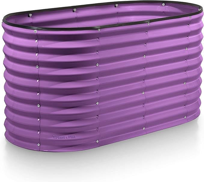 Galvanized Raised Garden Beds Outdoor // 4×2×2 ft Planter Raised Beds for Gardening, Vegetables, Flowers // Large Metal Garden Box (Purple) // Patented Tool-Free Design