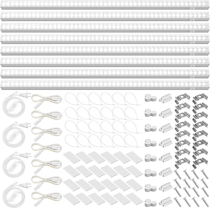 Barrina T5 Grow Lights, 5000K Full Spectrum Plant Growing Lights, 2ft 80W (8 x 10W, 500W Equivalent), LED Grow Light Bulbs, Plant Lights for Indoor Plants, Greenhouse, Plug and Play, 8-Pack