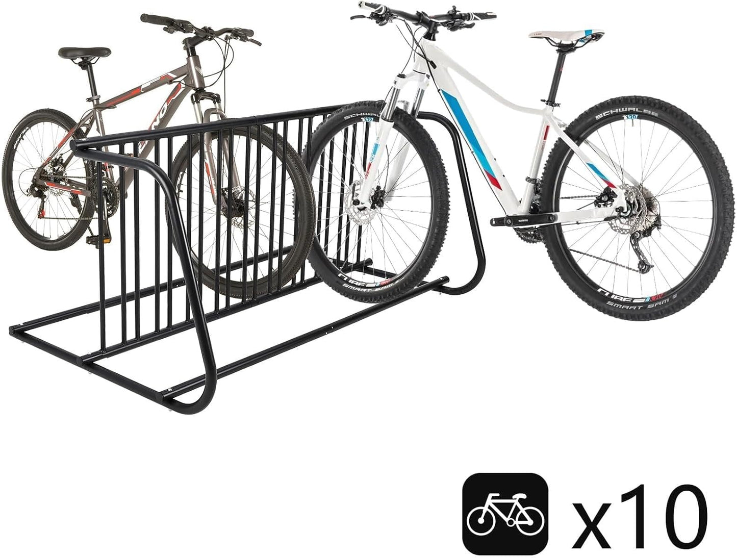 Commercial Floor Bike Rack Stand-10 Bike Rack,Dual Slot Size and Dual-Side Design,Premium Steel, Superior Stability, Suitable for Various Locations,Black