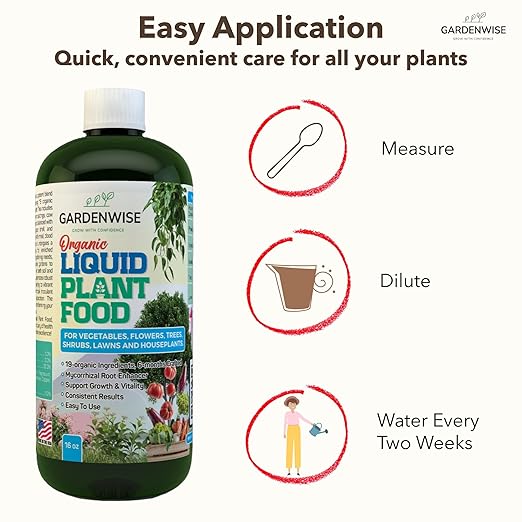 Organic Liquid Plant Food for Indoor Houseplants – All Purpose Fertilizer for Potted Plants, Vegetables, Succulents, Orchids, Roses – Miracle Growth with Mycorrhizae (32 oz)