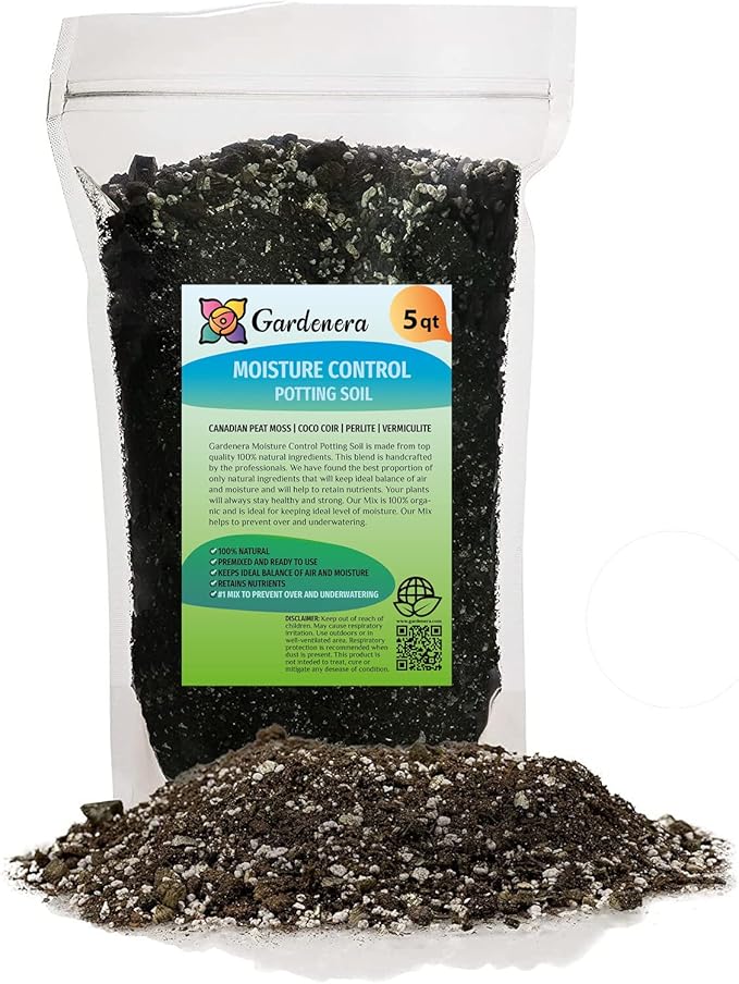 Organic Moisture Control Potting Mix - Absorbs 33% More Water Than Basic Potting Soil - 5 Quart