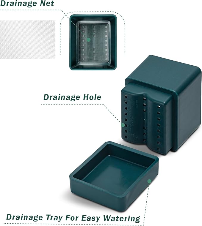 4 Inch Herb Planter Pot, Plastic Planter with Drainage Holes and Saucer, Modern Decorative Gardening Pot for Indoor Plants, Flowers, Herbs, Succulents, Green, Set of 2, 76-Y-C-2